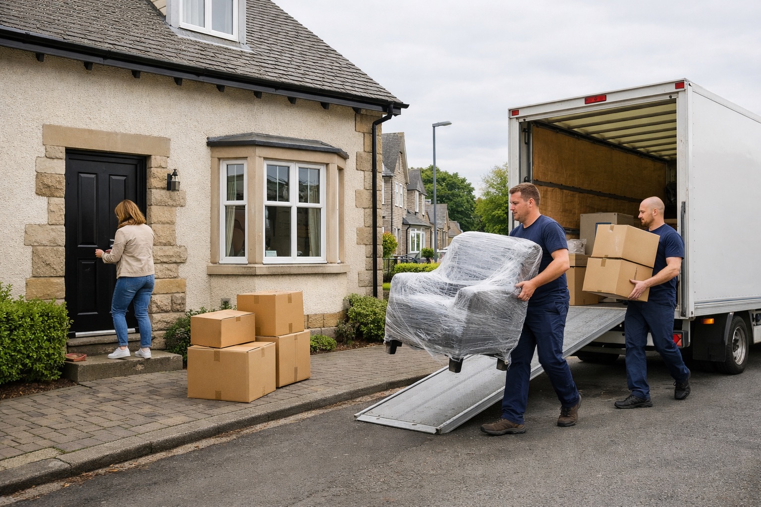 Household move arriving at a family home in Paisley